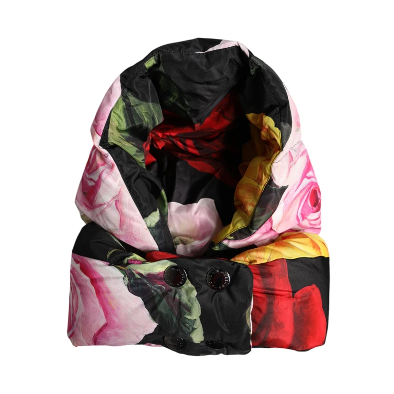 Black Floral Print Whole Head Wrap Hat Polyester - Women