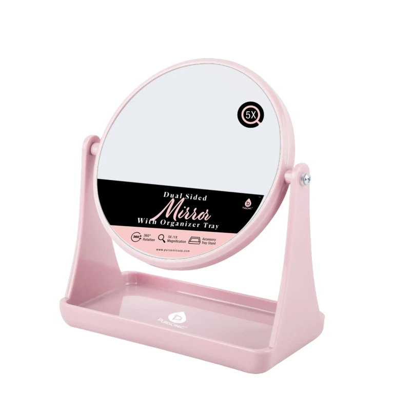 Dual-Sided Mirror with Built-in Organizer Tray