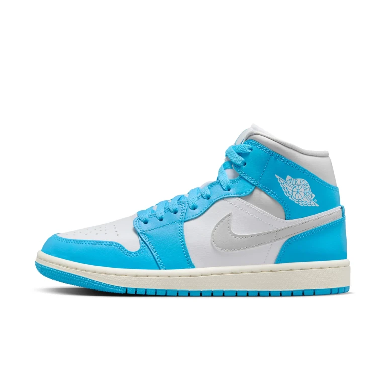 Women's Retro 1 Mid 'Dark Powder Blue White Sail Neutral Grey' Sneakers