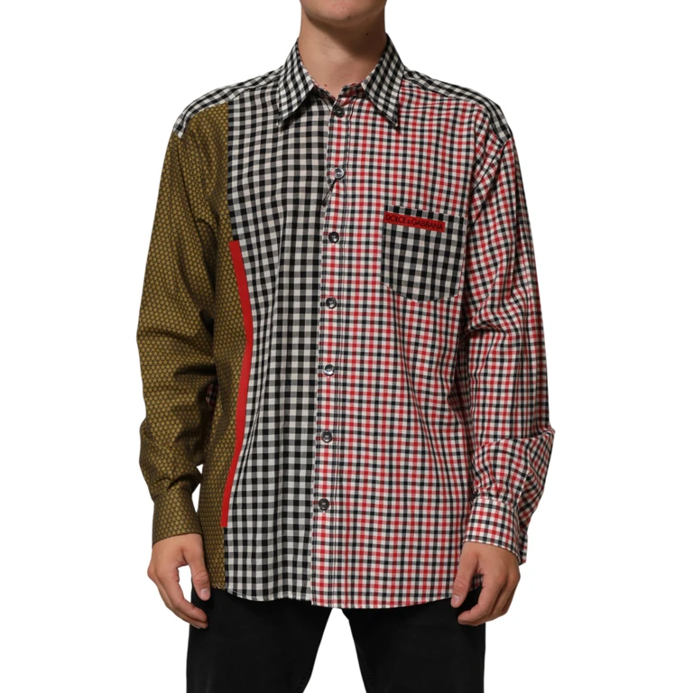 Dolce & Gabbana Multicolor Cotton Collared Checkered Shirt Co+li - Men