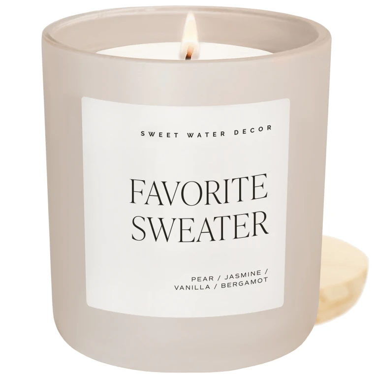 Favorite Sweater Soy Candle - Tan Matte Jar - 15 oz (Cashmere and Vanilla)