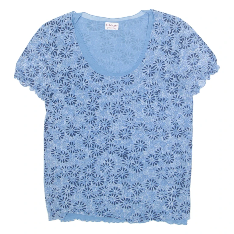 BIAGGINI Womens Printed Top Blue Floral M