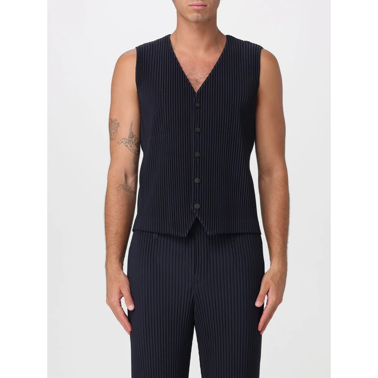 HOMME PLISSE' ISSEY MIYAKE Homme Plissé Issey Miyake Slim Fit Pleated V-Neck Tailored Waistcoat (HP67JE51175)