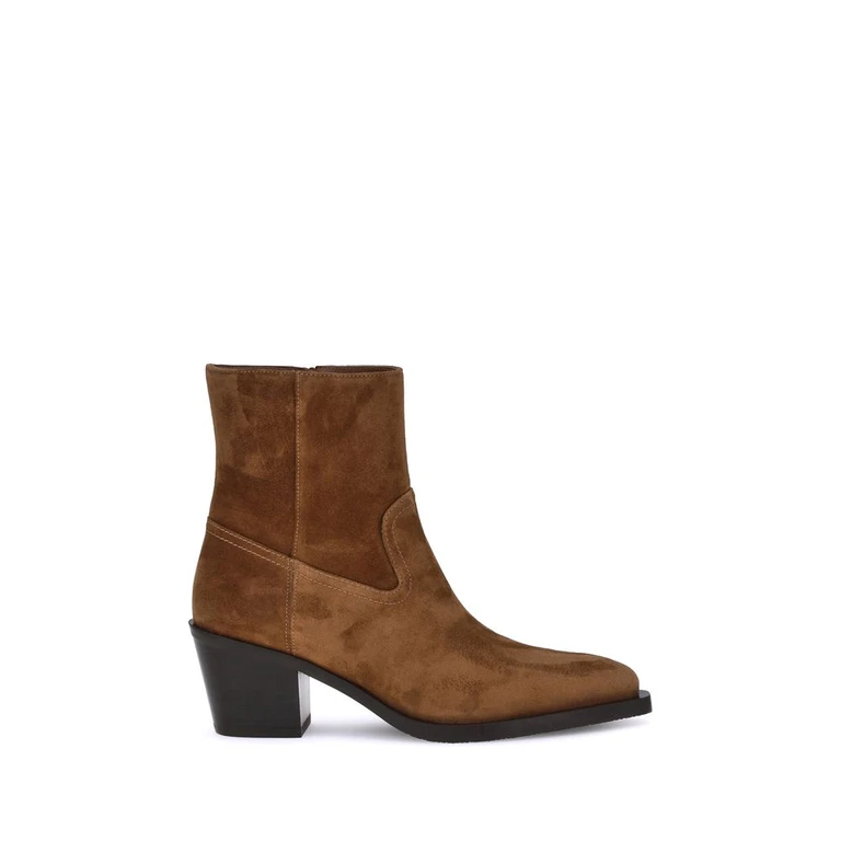 Stuart Weitzman Brown Calf Leather Bos Taurus Ankle Boots - Women