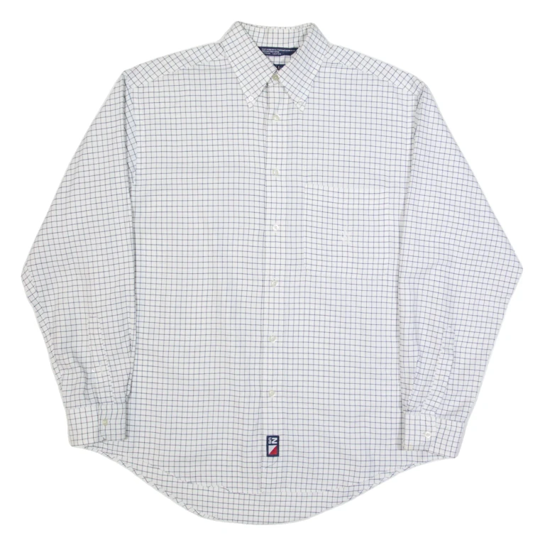 NAUTICA Mens Shirt Cream Check Long Sleeve M
