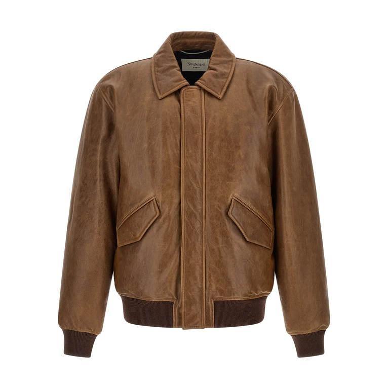 Saint Laurent Brown Lamb Leather Jacket Clothing - Men