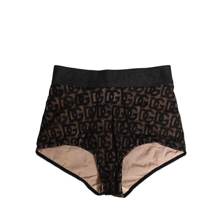 Dolce & Gabbana Black Cotton Dg Logo High Waist Girdle Underwear Elastane Nylon Clothing - Women