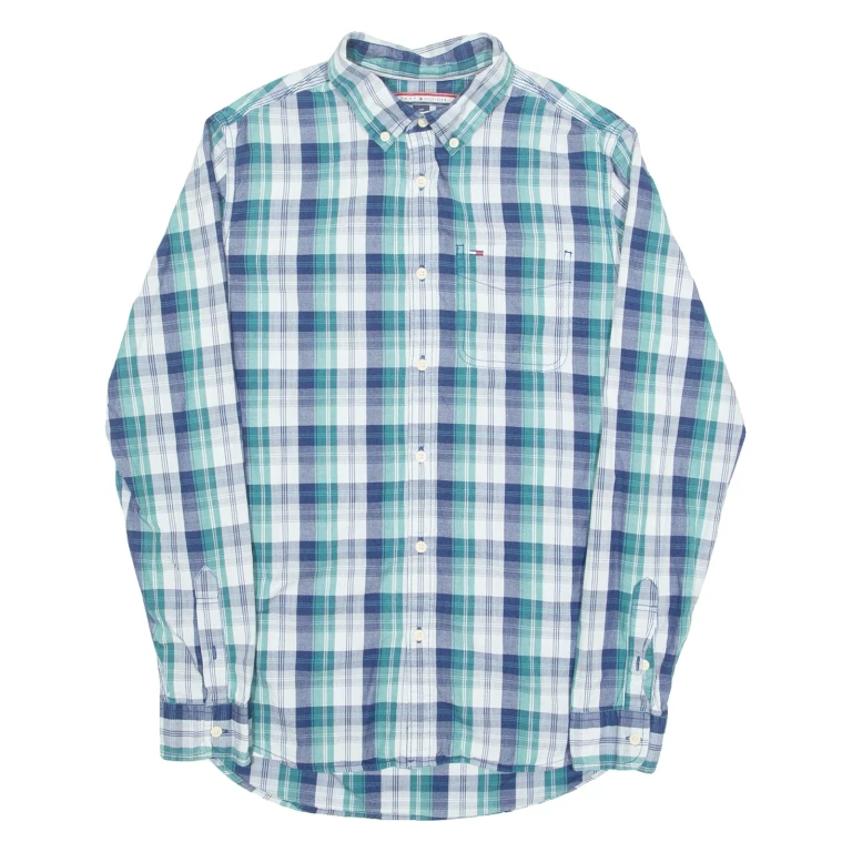 TOMMY HILFIGER Mens Shirt Blue Check Long Sleeve S (VV3-311024-5651)