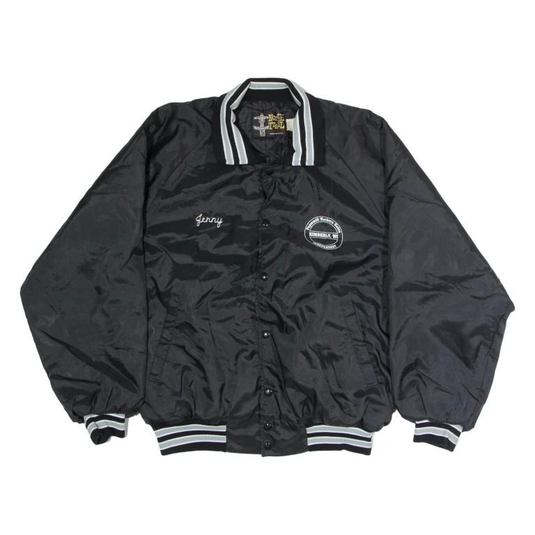 NORTH TRAIL Quilted Lined Womens Varsity Jacket Black Nylon USA L