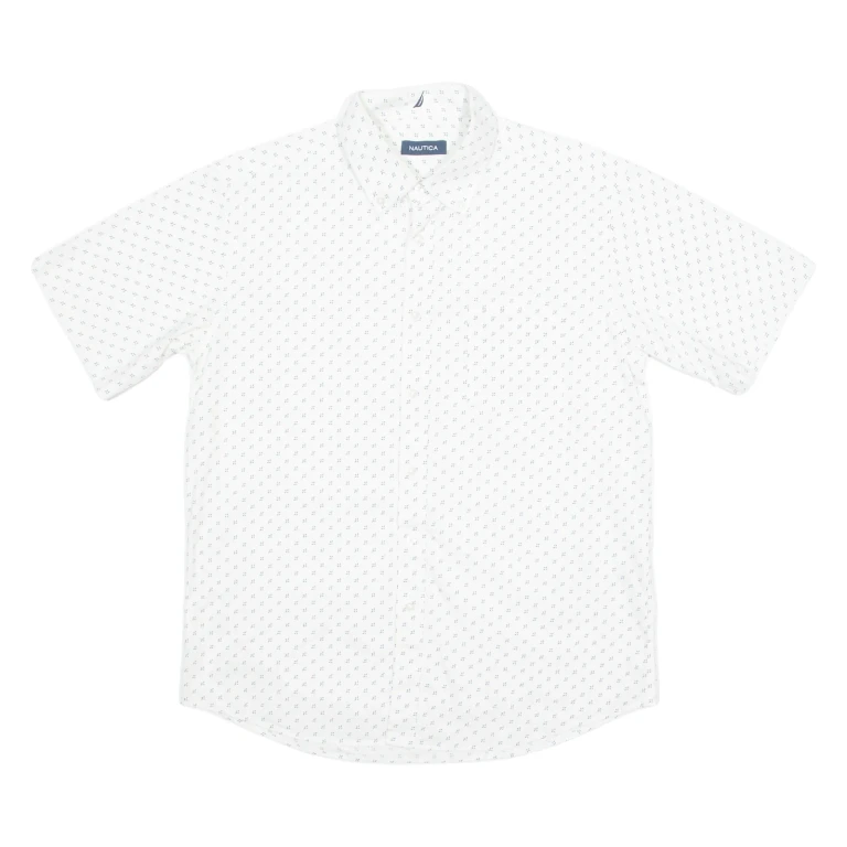 NAUTICA Mens Shirt White Crazy Pattern M