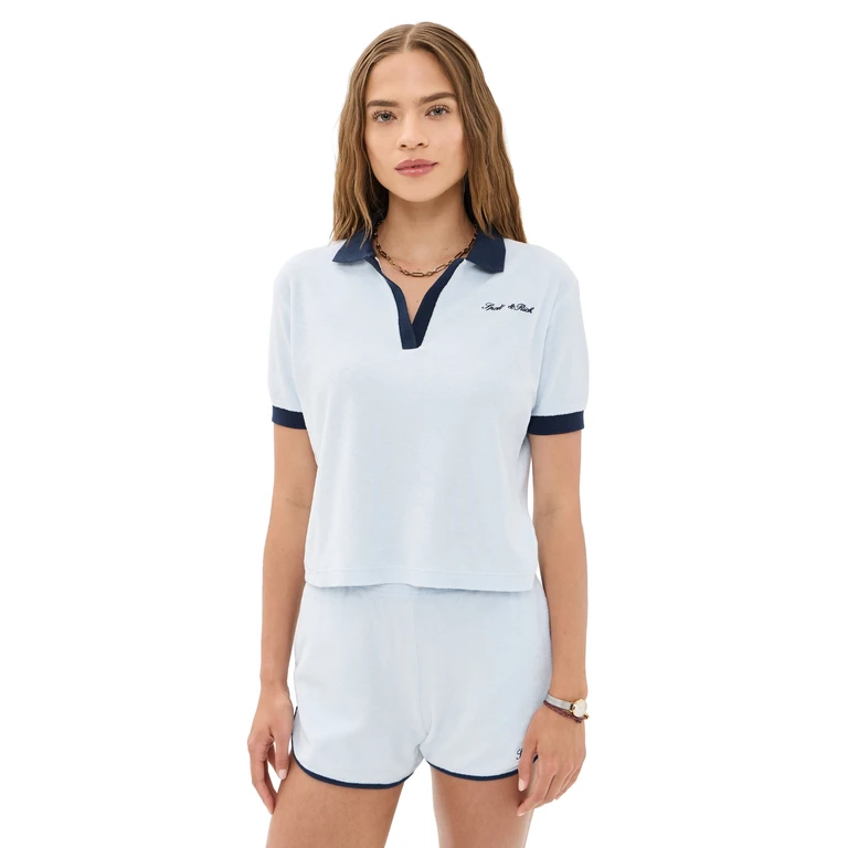 Sporty & Rich Signature Logo Terry Polo Ciel/Dark Navy Dark Navy S