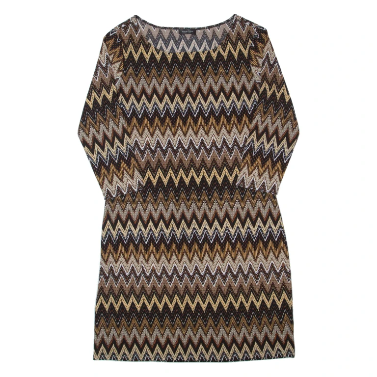 SPENSE Womens Bodycon Dress Brown 90s Striped Knee Length M