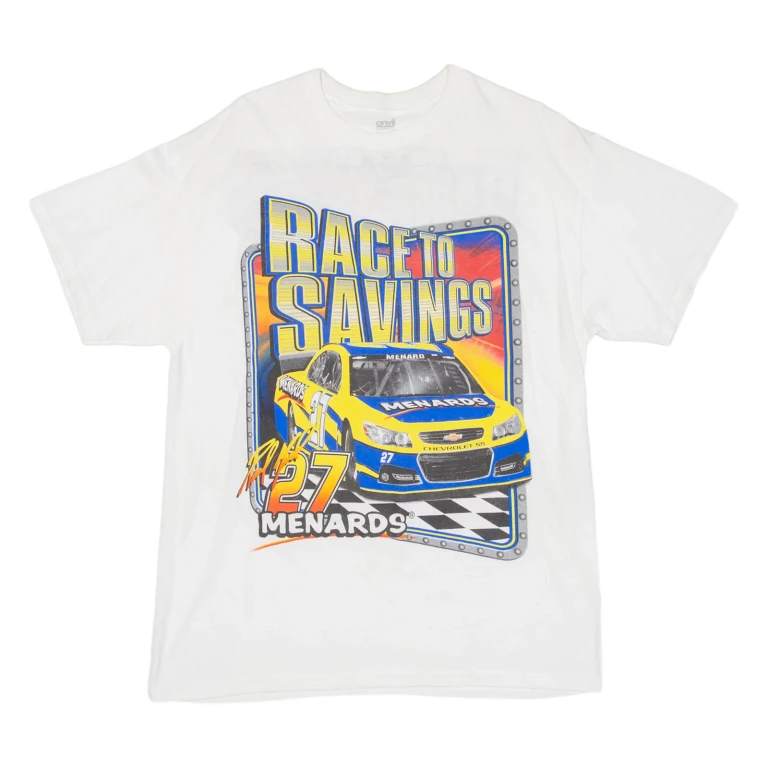 ANVIL Race To Savings Mens T-Shirt White USA L