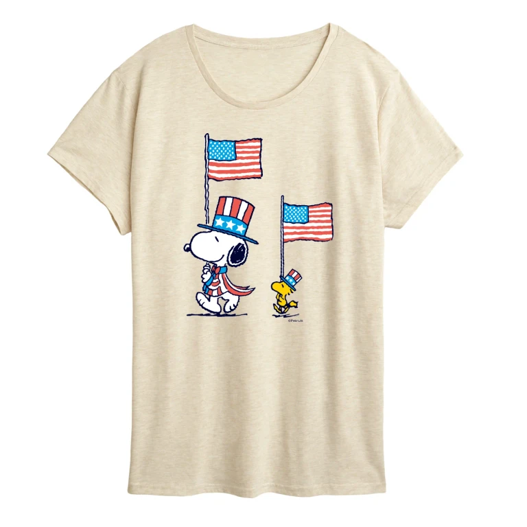Snoopy and Woodstock Flags - Women's Short Sleeve Graphic T-Shirt
