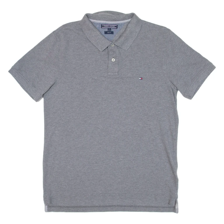 TOMMY HILFIGER Slim Fit Mens Polo Shirt Grey XL