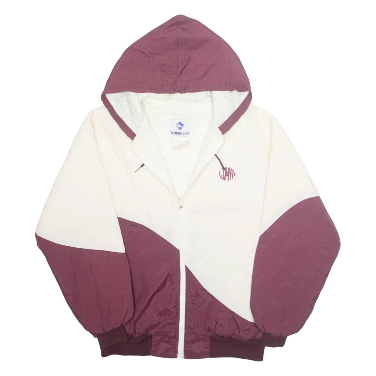 WINDLESS Mens Jacket White Nylon USA Hooded L