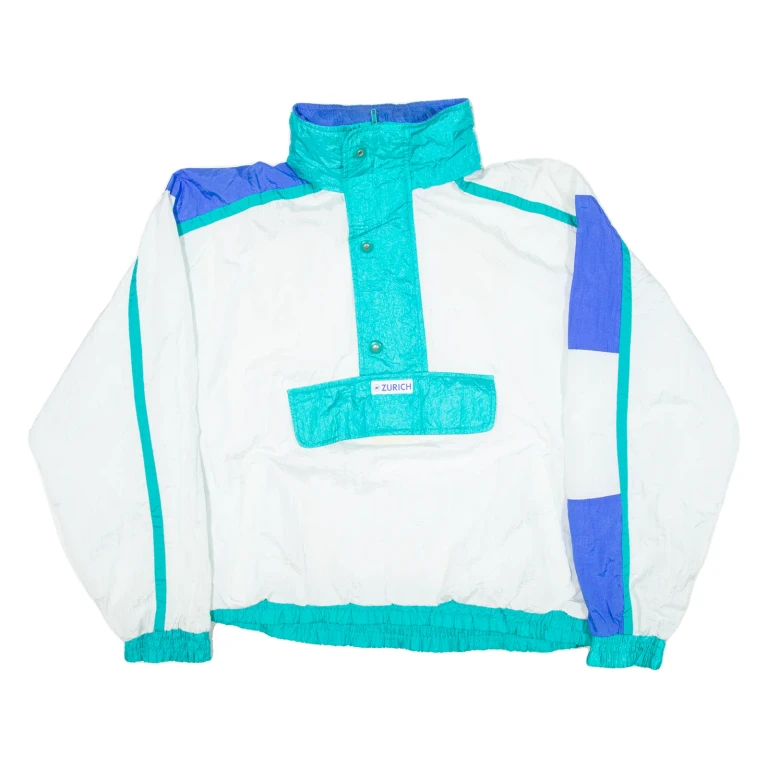 ZURICH Mens Anorak Jacket White Hooded Colourblock XL