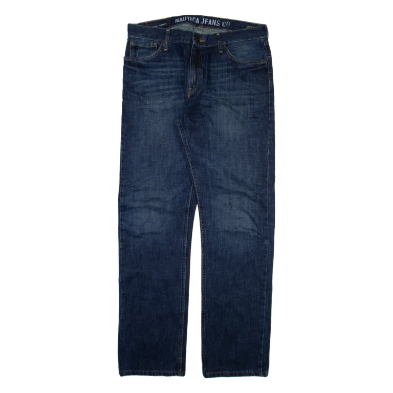 NAUTICA Mens Jeans Blue Regular Straight Stone Wash W34 L34