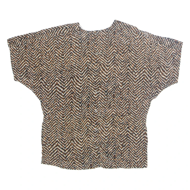 ELLEN TRACY Womens Printed Top Brown Silk Crazy Pattern S
