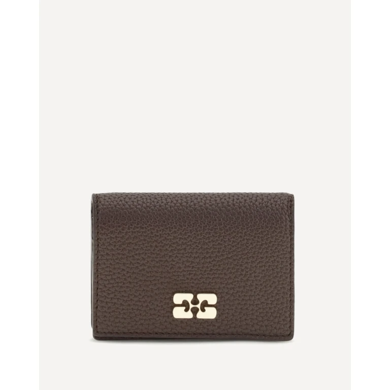 GANNI Flap Card Holder in grained leather Female UNI