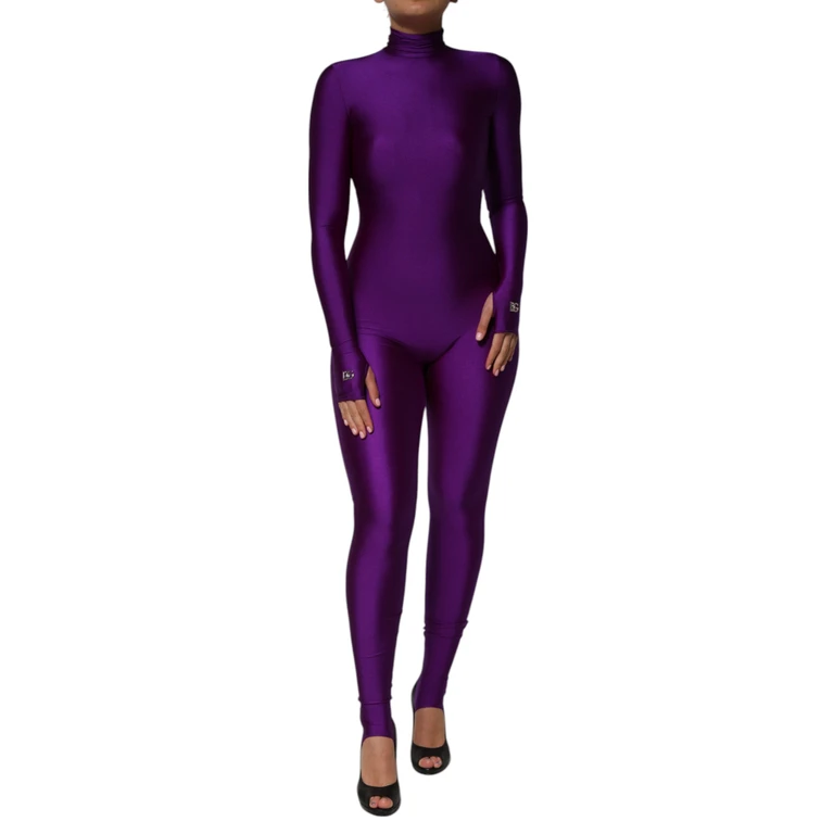 Dolce & Gabbana Purple Nylon Turtleneck Bodycon Jumpsuit Dress Elastane - Women