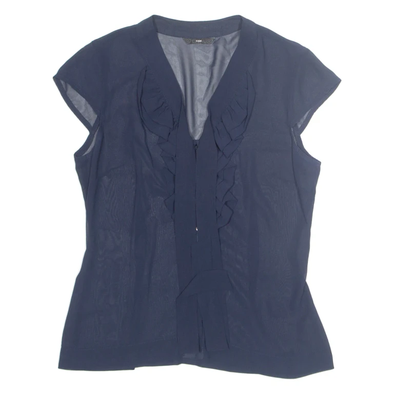 H&M Womens Top Blue V-Neck Sleeveless M
