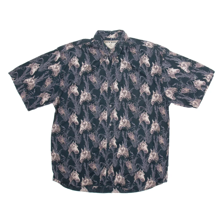 BRIT & BRIDLE Mens Shirt Black Crazy Pattern L