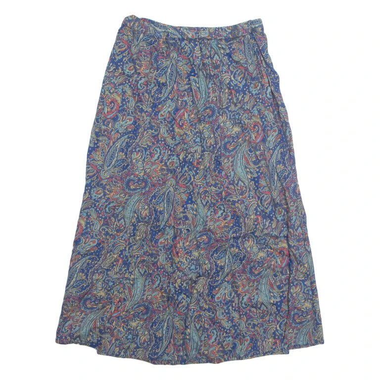 Womens A-Line Skirt Blue Knee Length Floral S