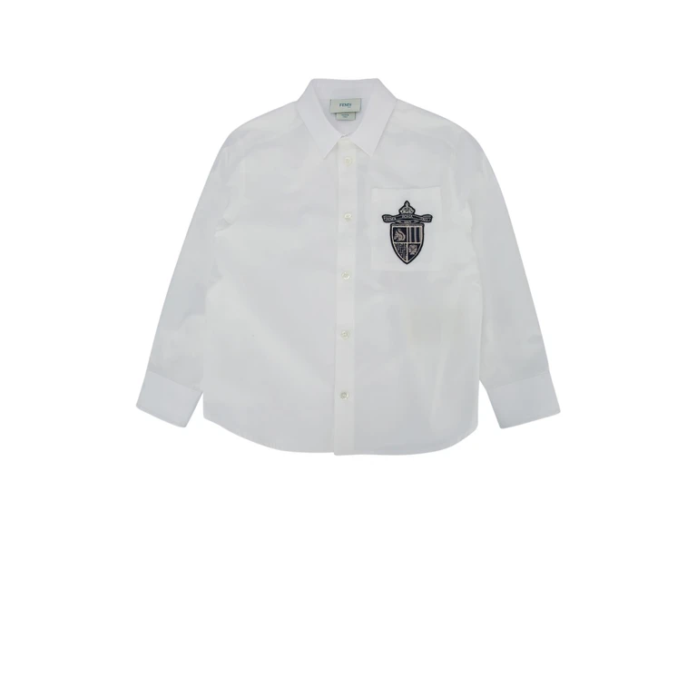 Fendi Kids Camicia Popeline Gesso Co+bott:mdp Camicie