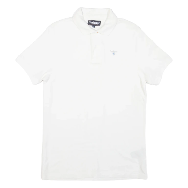 BARBOUR Mens Polo Shirt White S