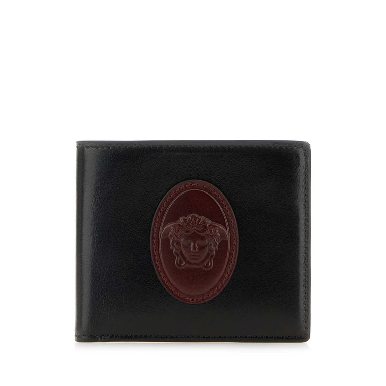 Versace Black Leather Wallet 2b0ajblackrosewoodgold82 Exterior: Portafogli - Men