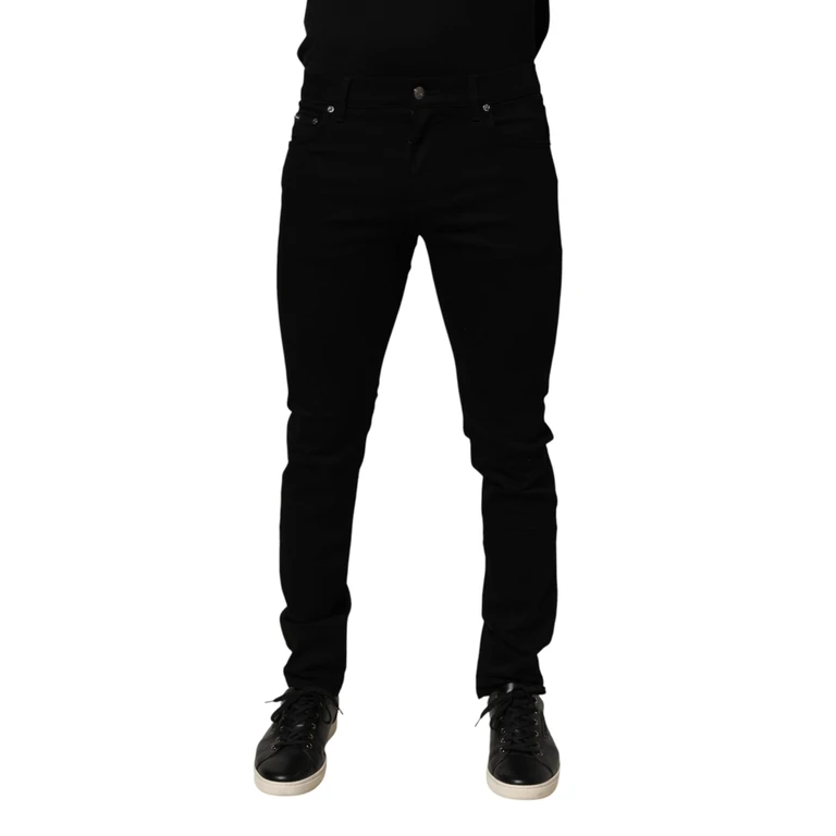 Dolce & Gabbana Black Cotton Stretch Slim Fit Men Denim Jeans Co+02 Clothing - Men