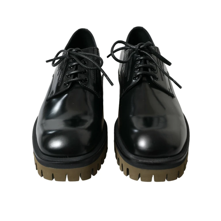 Dolce & Gabbana Black Leather Lace Up Derby Men Dress Shoes - Men
