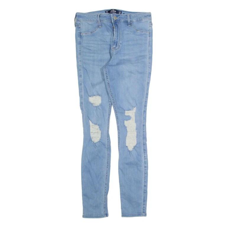 HOLLISTER Distressed Womens Jeans Blue Slim Skinny Stone Wash W28 L28
