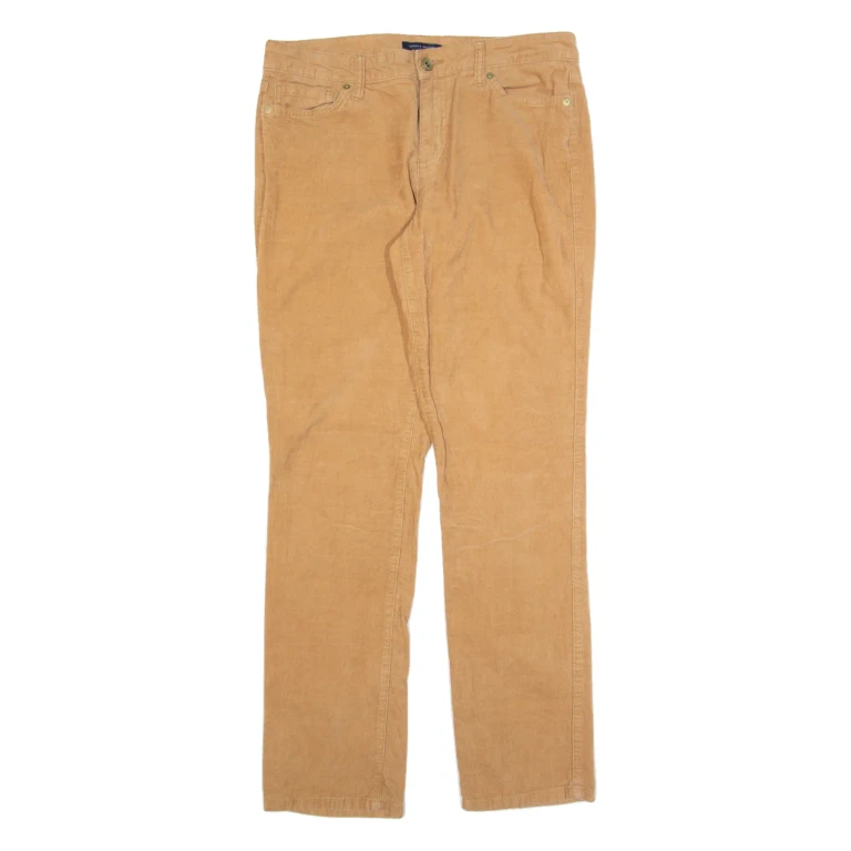 TOMMY HILFIGER Womens Corduroy Trousers Beige Slim Straight W30 L30