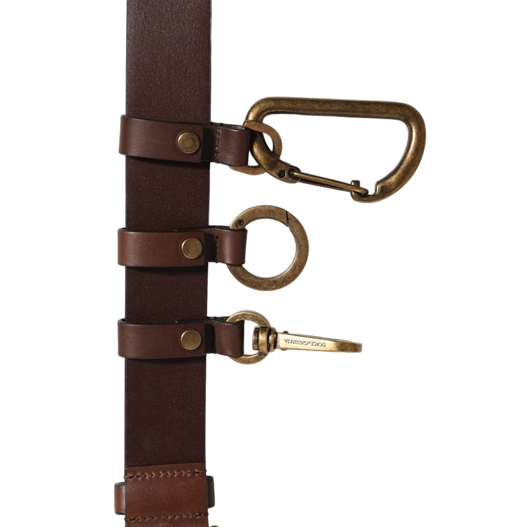 Brown Calfskin Leather Gold Metal Buckle Belt Calf - Women