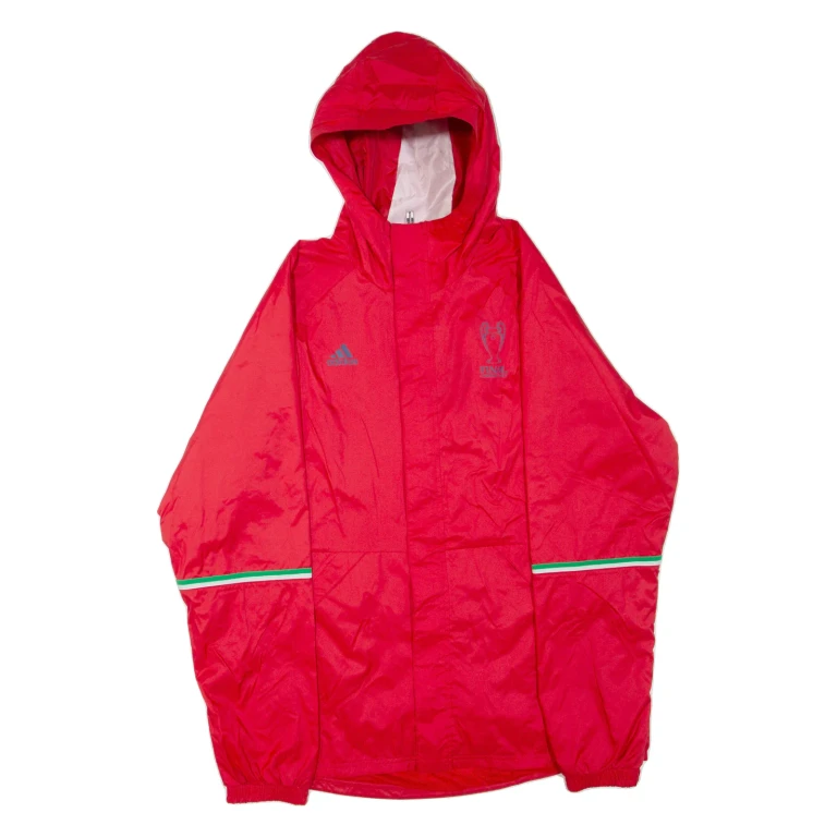 ADIDAS 2017 UEFA Champions League Final Mens Rain Jacket Red Hooded L