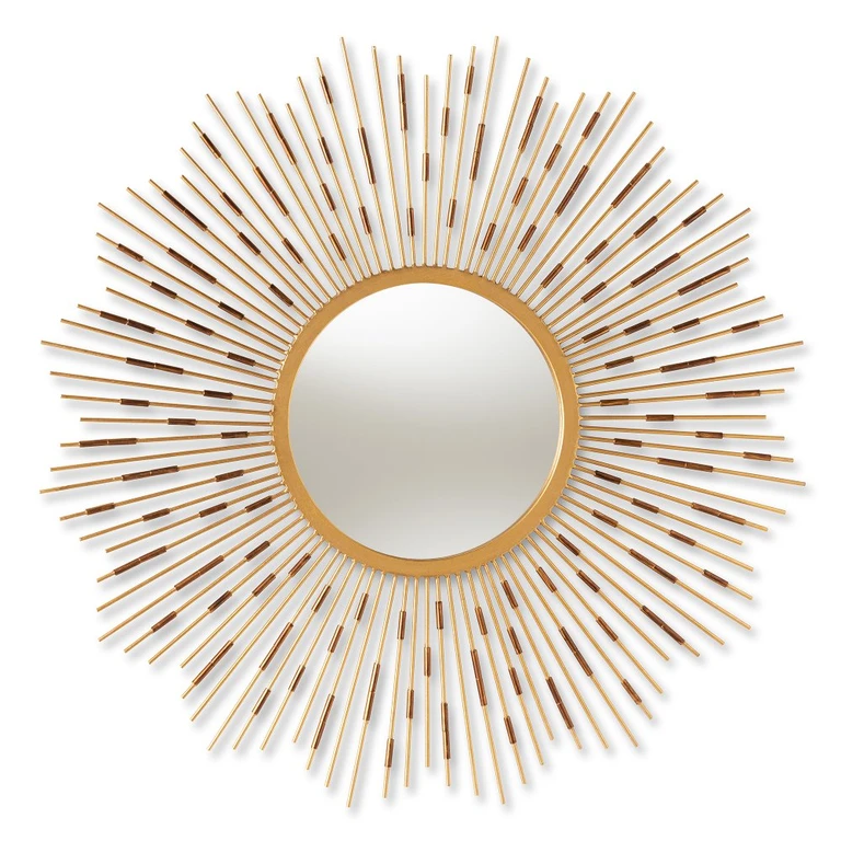Modern Gold Sunburst Accent Wall Mirror - Auberon