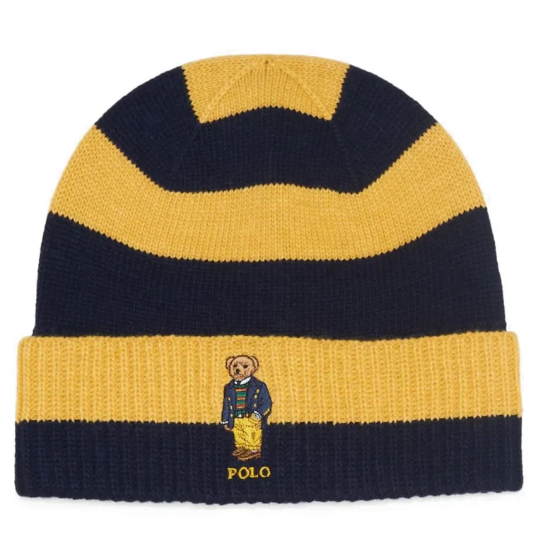 Men's Rugby Stripe Bear Beanie Hats