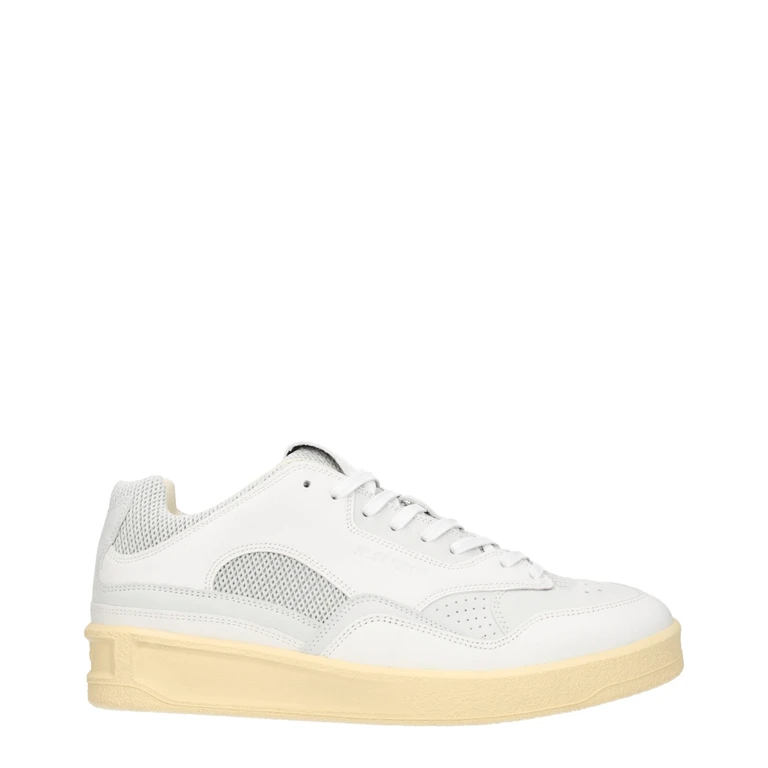 White Leather Low Top Sneakers - Men