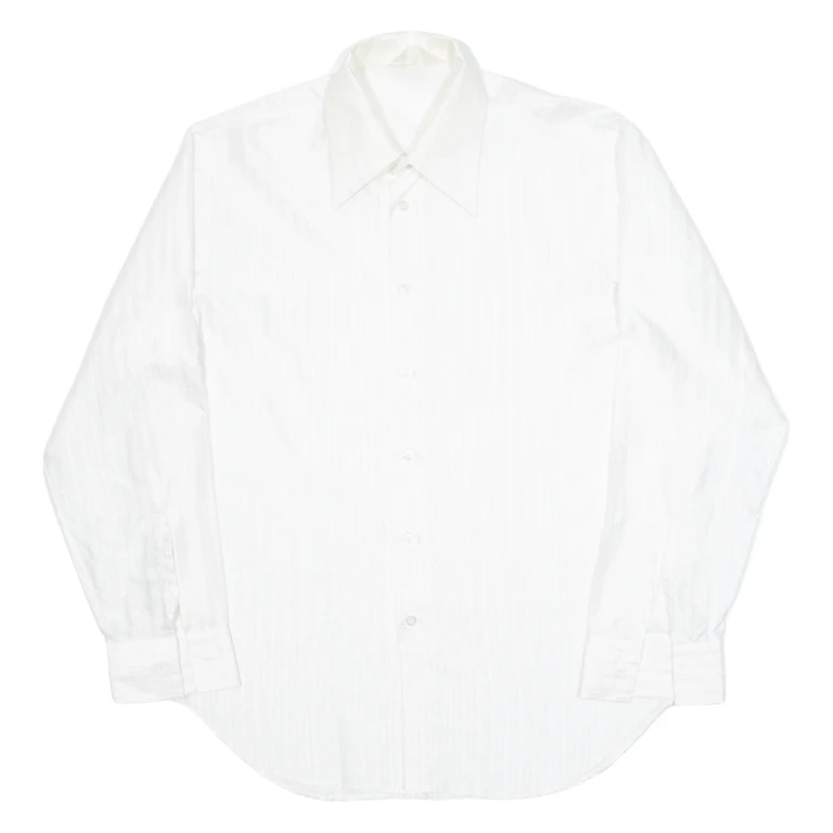 Mens Formal Shirt Cream Striped Long Sleeve L