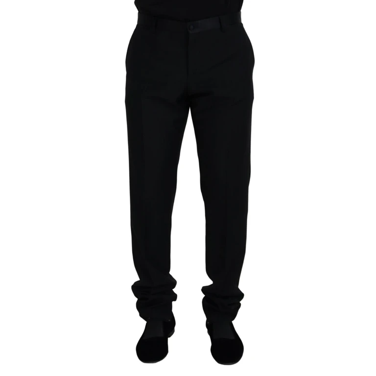 Dolce & Gabbana Black Wool Chino Formal Pants Virgin Silk Polyester - Men