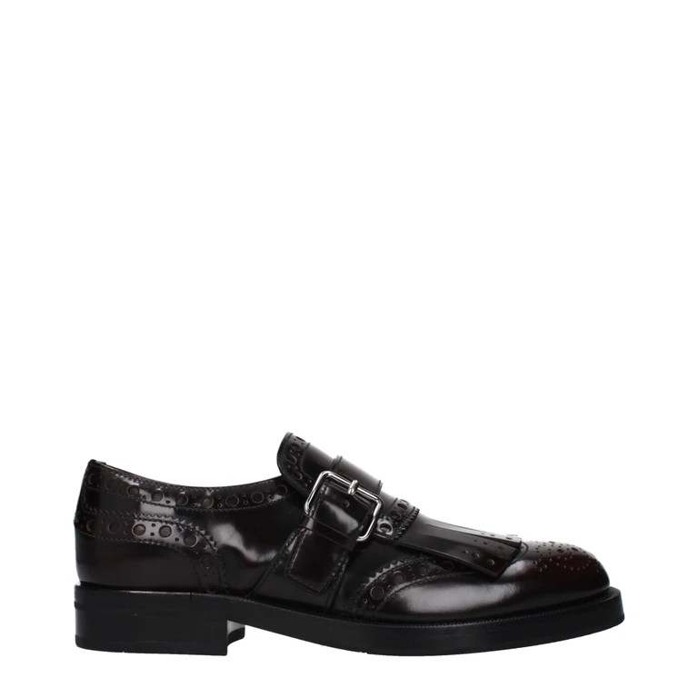 Red Leather Slip-On Loafers - Women