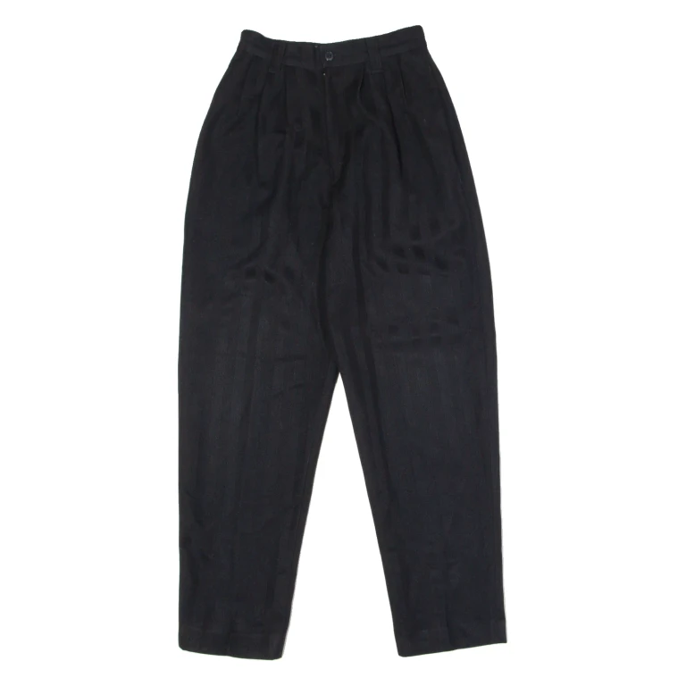 CR-4709 Striped Womens Trousers Black Slim Tapered 90s W24 L28