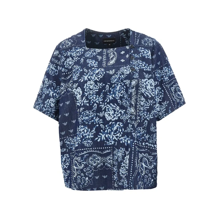 Bandana motif chambray blouse Woman 42