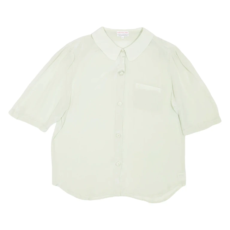 Womens Cropped Shirt Green Collared L
