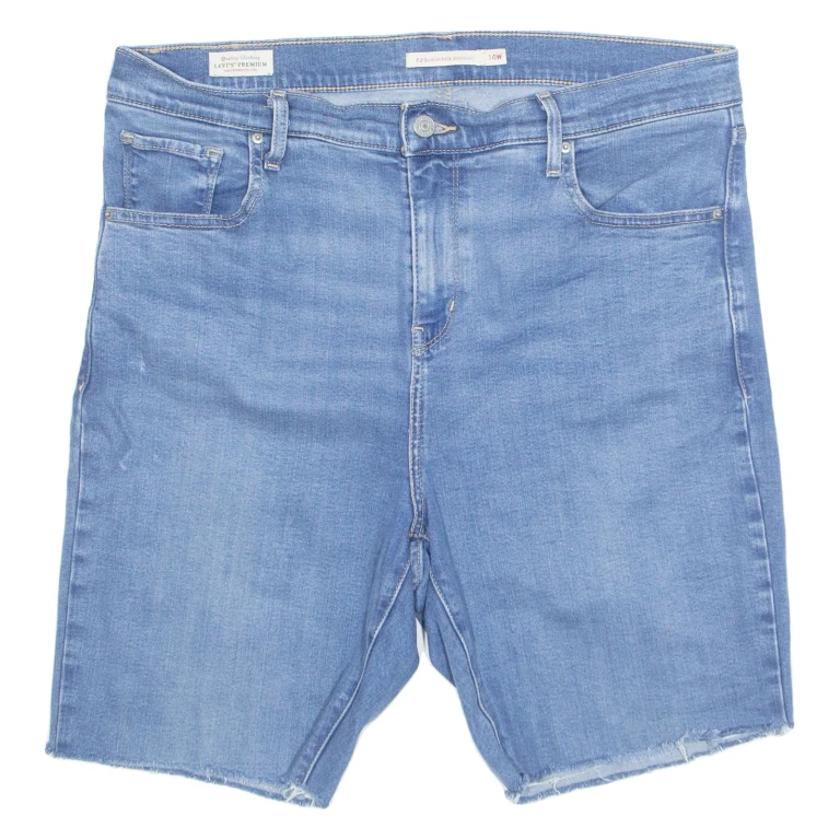 LEVI'S Cut Off Premium E 725 Stretch Womens Denim Shorts Blue L W35