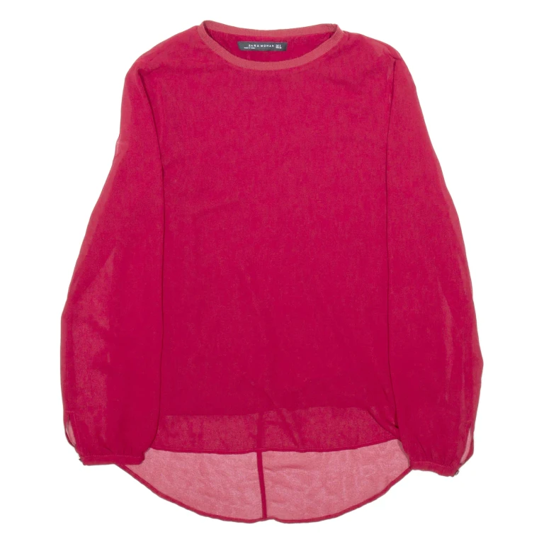 ZARA Womens Blouse Maroon Long Sleeve Viscose S