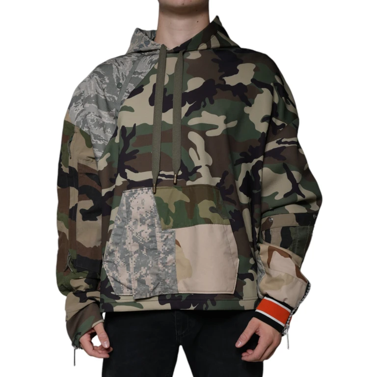Dolce & Gabbana Multicolor Camouflage Hooded Sweatshirt Sweater Polyester Cotton Elastane Clothing - Men