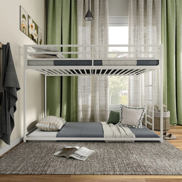 Jackson White Metal Twin over Twin Low Profile Bunk Bed